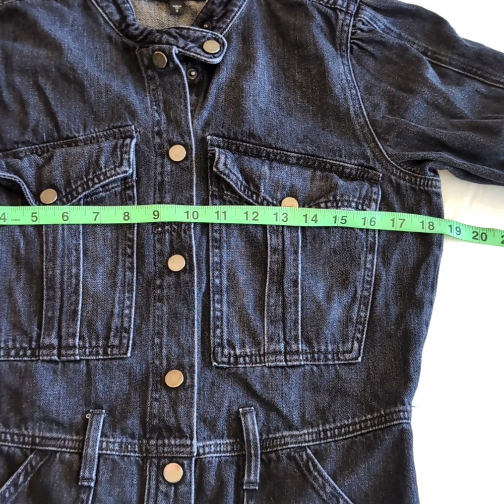 VERONICA BEARD Annie Cargo Denim Jumpsuit in Washed Onyx Black Size S - Picture 6 of 14